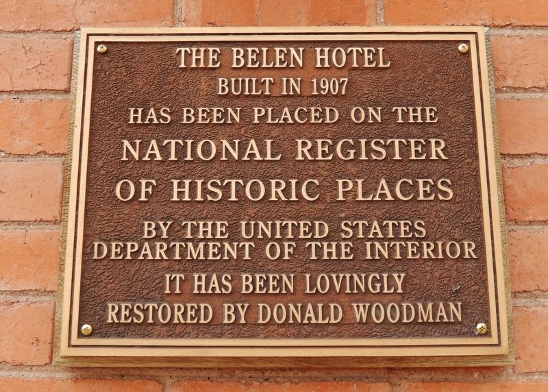 The Belen Hotel Marker image. Click for full size.
