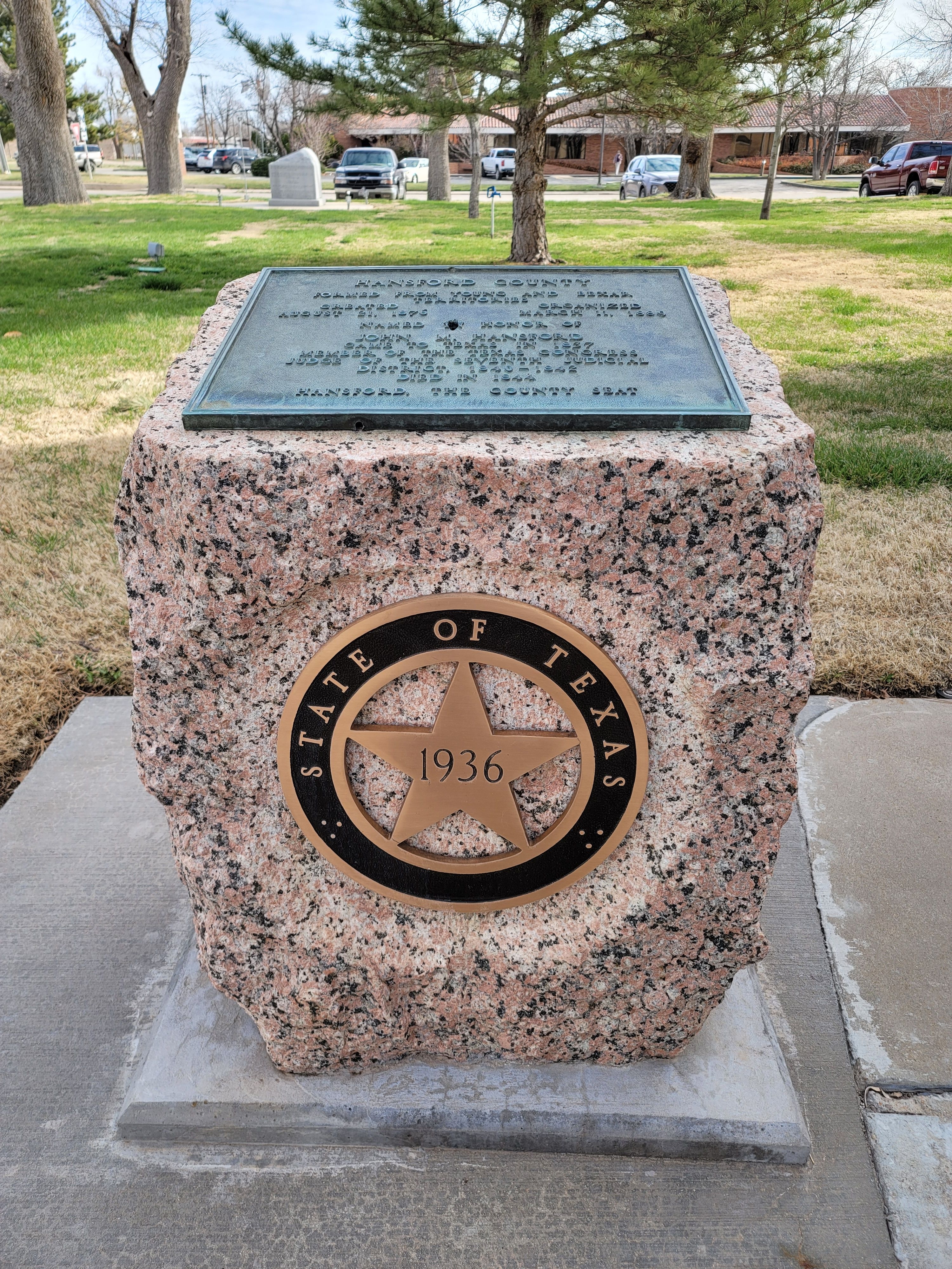 Hansford County Marker near the courthouse