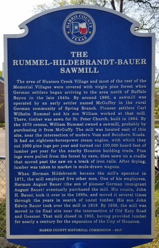 The Rummel-Hildebrandt-Bauer Sawmill Marker image. Click for full size.