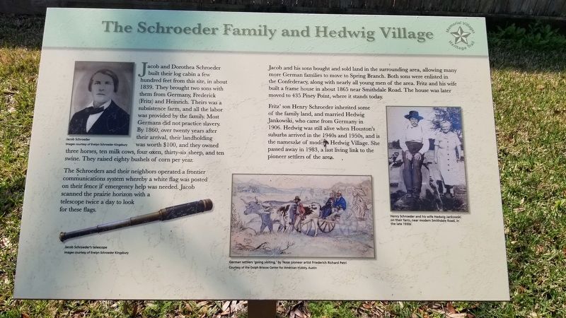 The Schroeder Family and Hedwig Village Marker image. Click for full size.