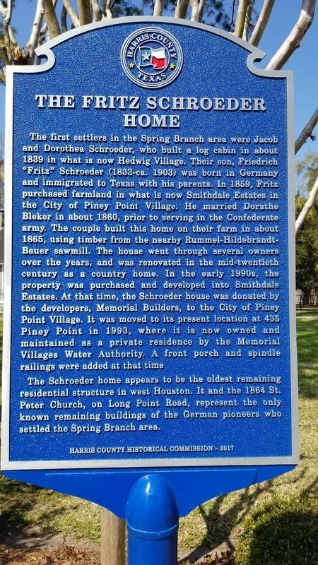 The Fritz Schroeder Home Marker image. Click for full size.