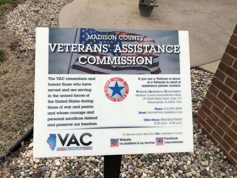 Veterans' Assistance Commission sign near the memorials image. Click for full size.