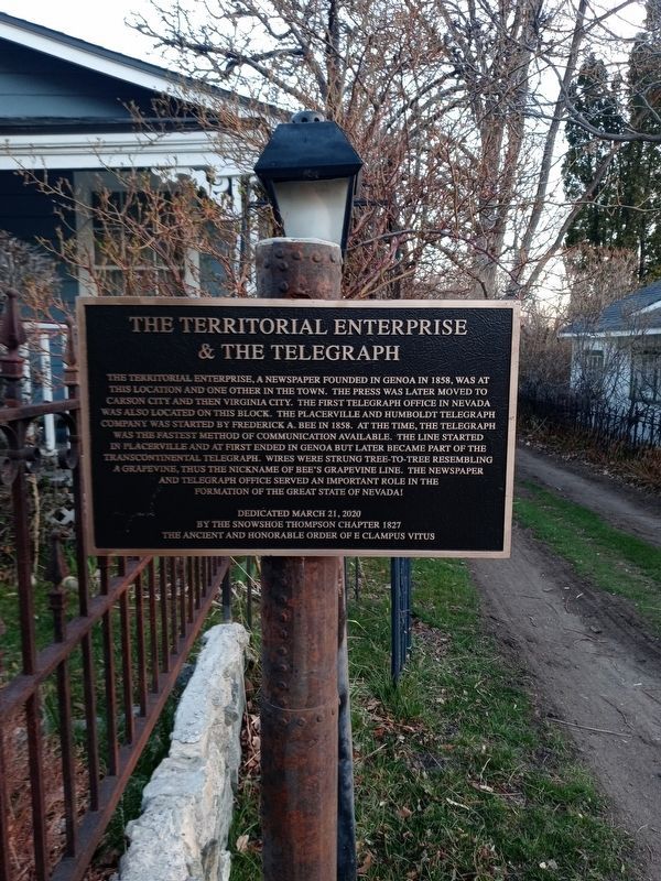 The Territorial Enterprise & the Telegraph Marker image. Click for full size.