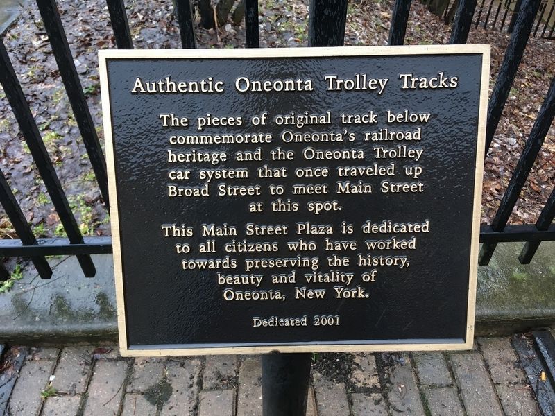 Authentic Oneonta Trolley Tracks Marker image. Click for full size.