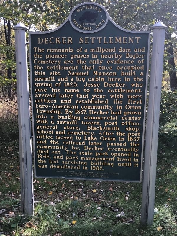 Decker Settlement Marker, Side A image. Click for full size.