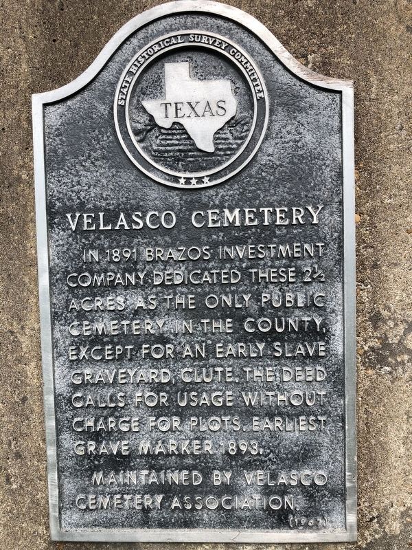 Velasco Cemetery Marker image. Click for full size.