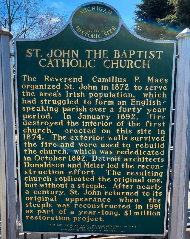 St. John the Baptist Catholic Church Marker image. Click for full size.