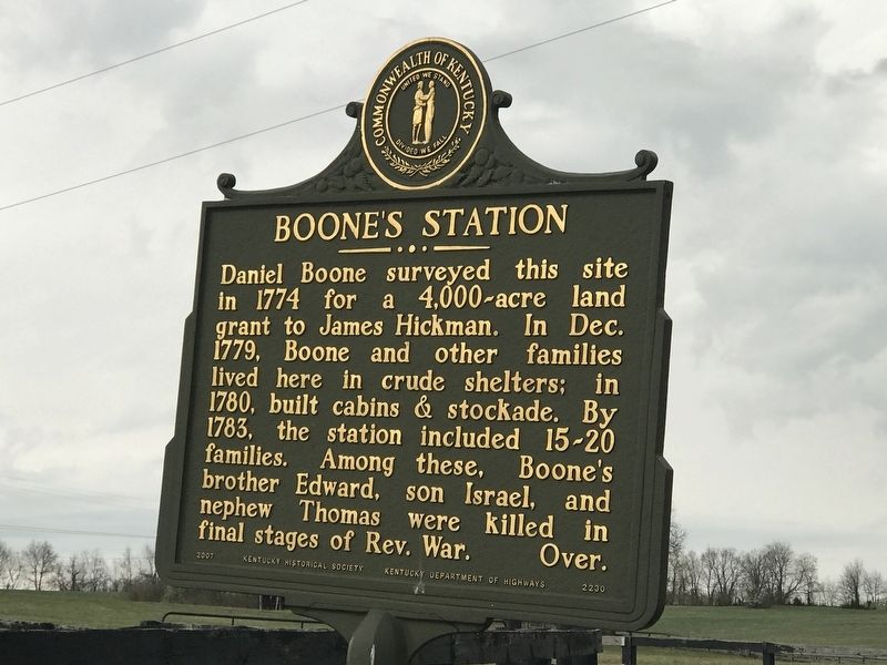 Boone's Station Marker (Side A) image. Click for full size.