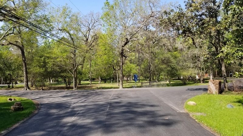 The view of the Early Settlers of Piney Point Marker from the road image. Click for full size.