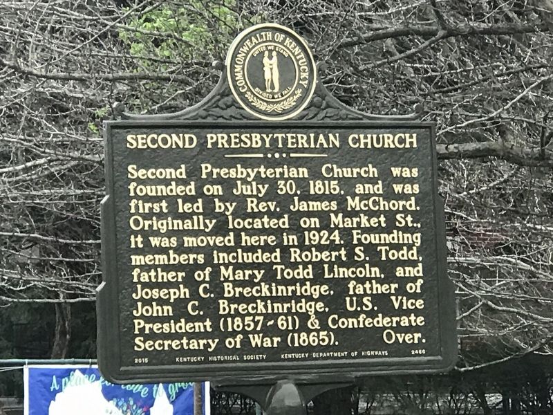 Second Presbyterian Church Marker (Side A) image. Click for full size.