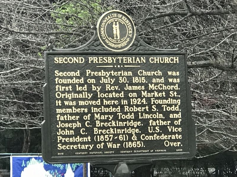 Second Presbyterian Church Marker (Side A). Click for full size. Second Presbyterian Church Marker (Side A) image. Click for full size.