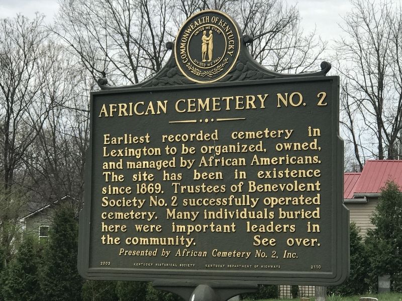 African Cemetery No. 2 Marker (Side A). Click for full size. African Cemetery No. 2 Marker (Side A) image. Click for full size.
