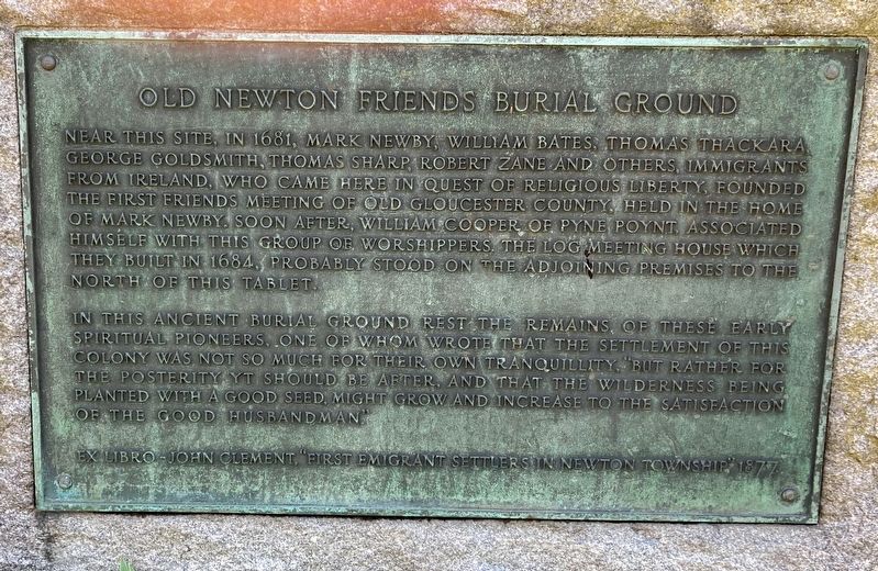 Old Newton Friends Burial Ground Marker. Click for full size. Old Newton Friends Burial Ground Marker image. Click for full size.