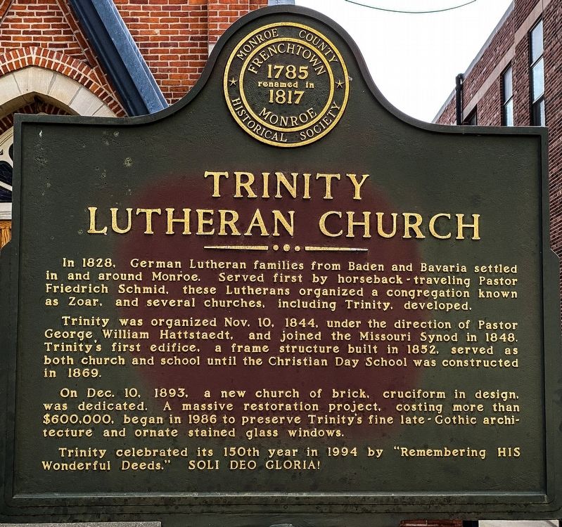 Trinity Lutheran Church Marker image. Click for full size.