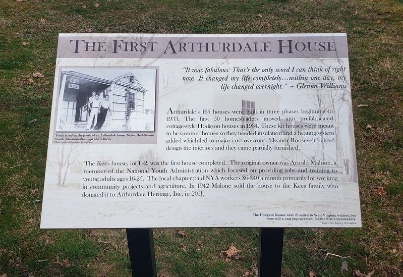 The First Arthurdale House Marker image. Click for full size.