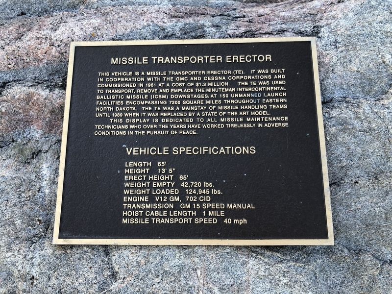 Missile Transporter Erector Marker image. Click for full size.