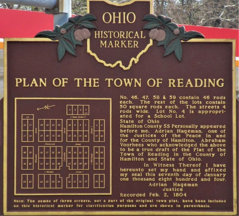 Plan of the Town of Reading side of the marker image. Click for full size.