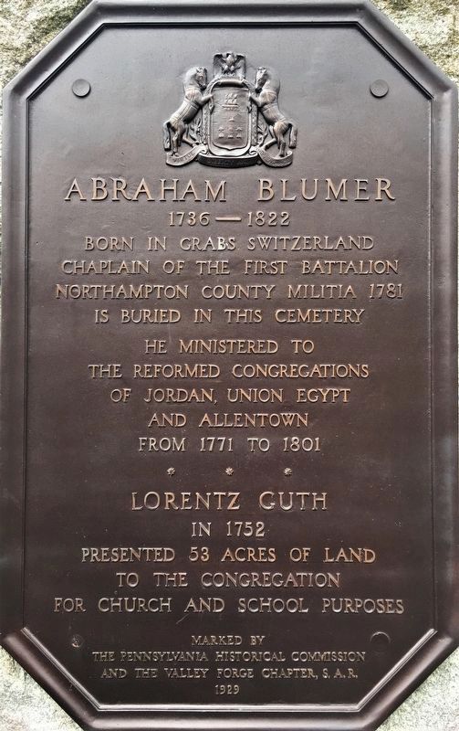 Abraham Blumer marker image. Click for full size.