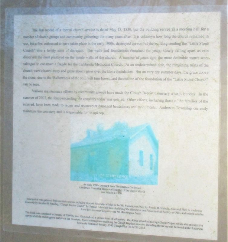 The Clough Baptist Cemetery Marker image. Click for full size.