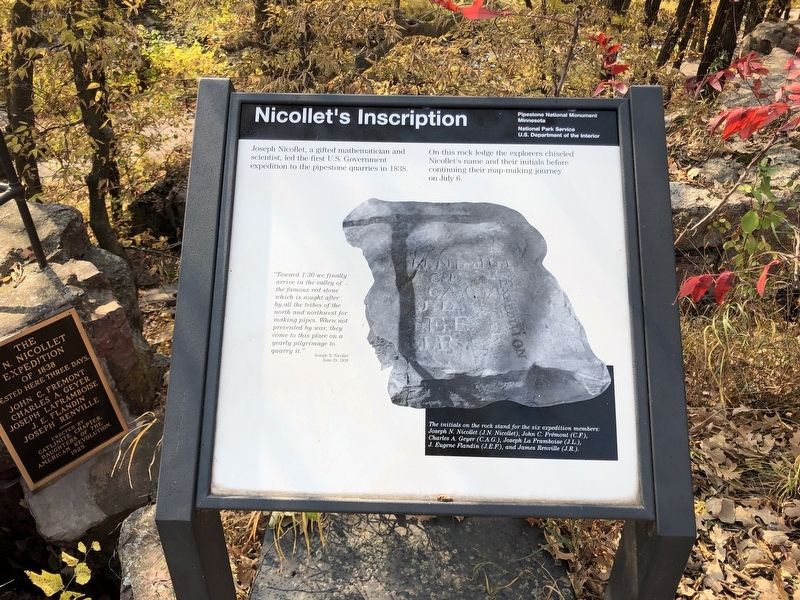 Nicollet's Inscription Marker. Click for full size. Nicollet's Inscription Marker image. Click for full size.
