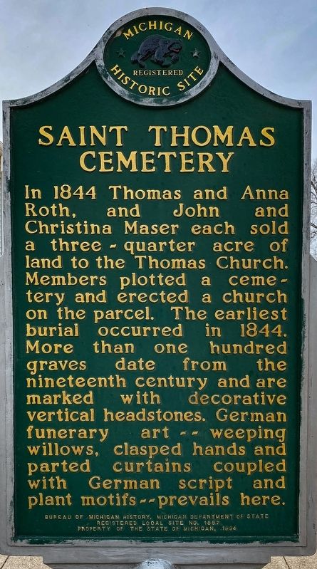Saint Thomas Cemetery Marker image. Click for full size.
