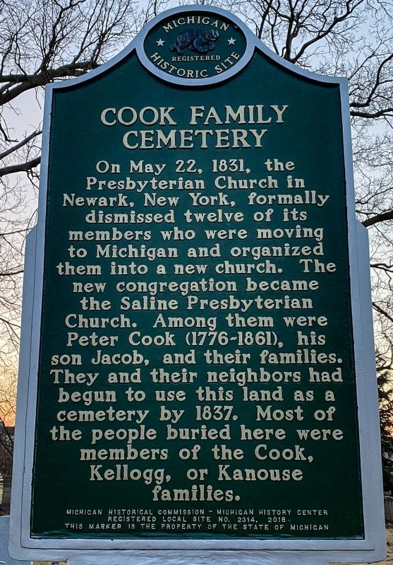 Cook Family Cemetery Marker. Click for full size. Cook Family Cemetery Marker image. Click for full size.