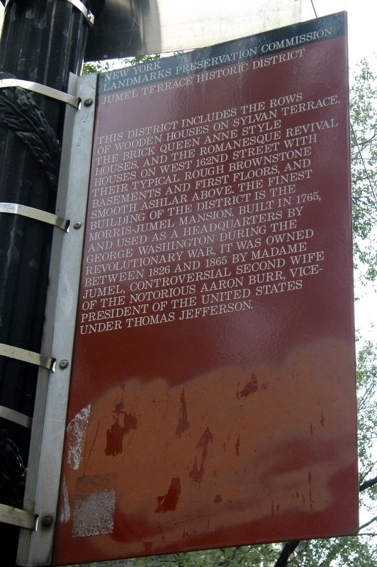 Jumel Terrace Historic District Marker. Click for full size. Jumel Terrace Historic District Marker image. Click for full size.