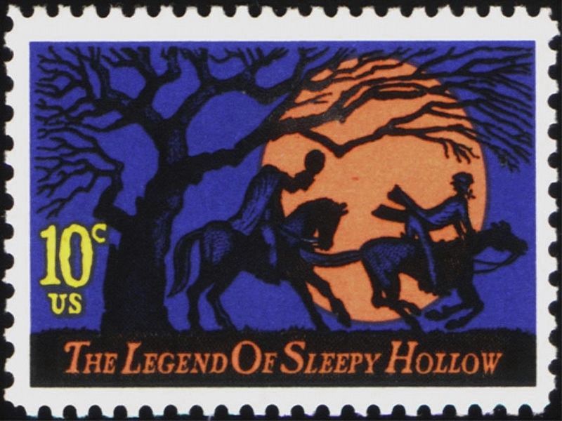 U.S. postage stamp of "The Legend of Sleepy Hollow" image. Click for full size.