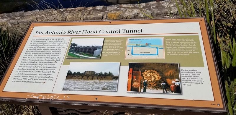 San Antonio River Flood Control Tunnel Marker. Click for full size. San Antonio River Flood Control Tunnel Marker image. Click for full size.