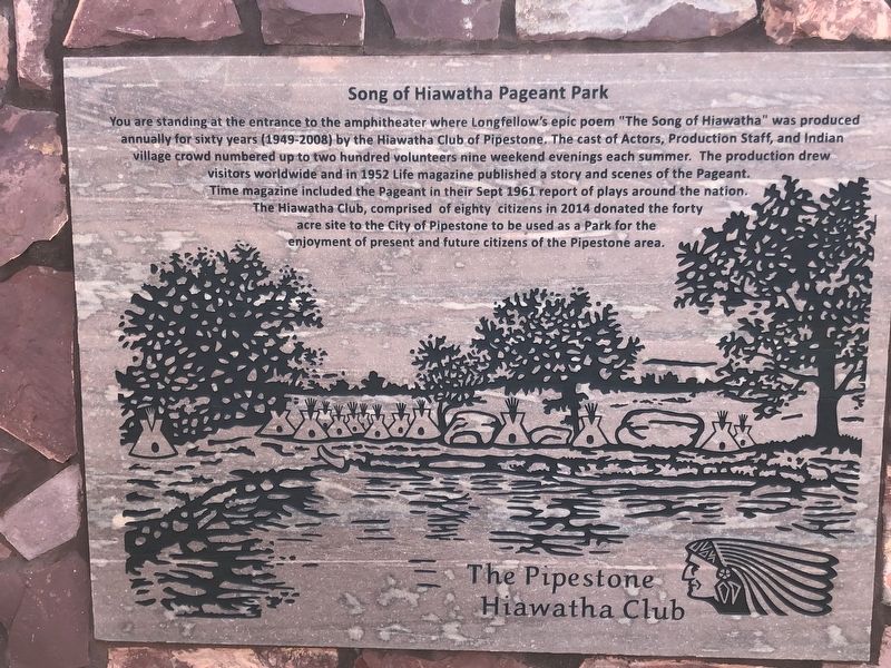 Song of Hiawatha Pageant Park Marker image. Click for full size.