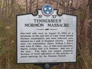 Tennessee's Mormon Massacre Marker before it disappeared image. Click for full size.