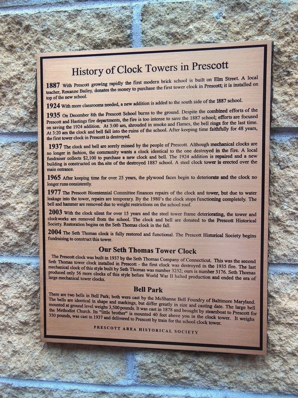 History of Clock Towers in Prescott Marker image. Click for full size.