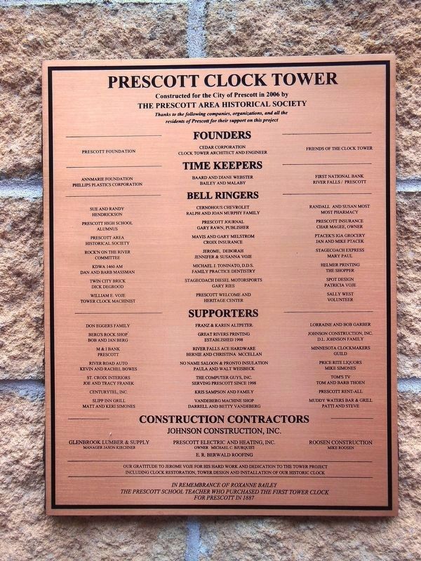 History of Clock Towers in Prescott Marker<br>(<i>panel 2</i>) image. Click for full size.
