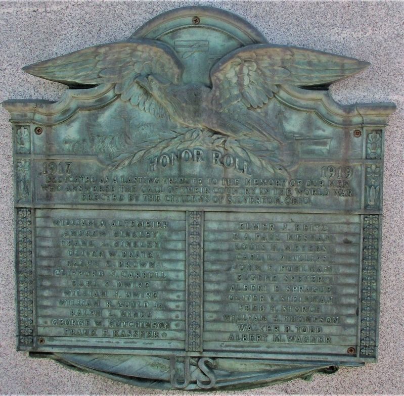 World War I Honor Roll Marker. Click for full size. World War I Honor Roll Marker image. Click for full size.