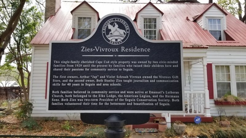 Zies-Vivroux Residence Marker image. Click for full size.