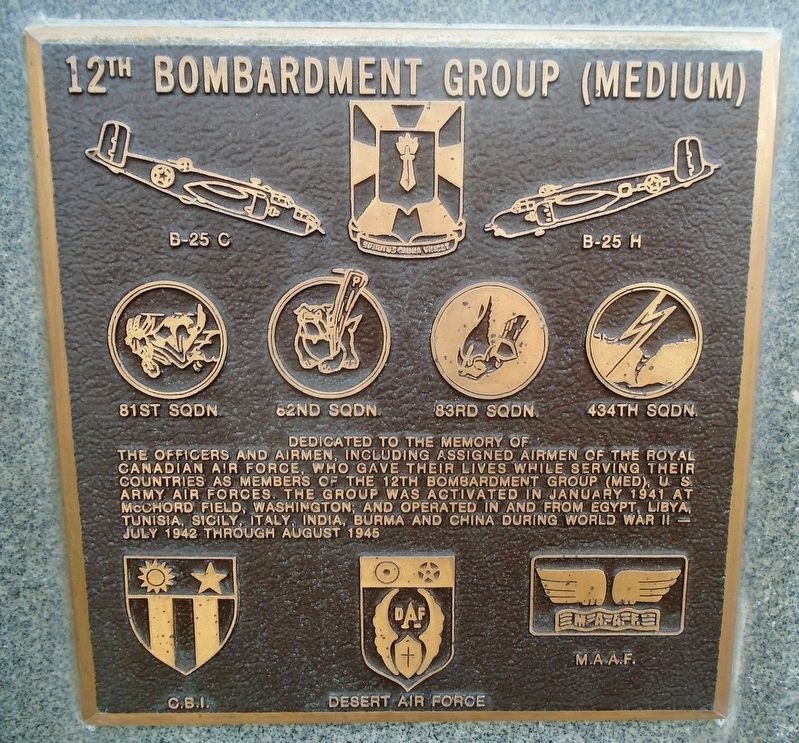 12<sup>th</sup> Bombardment Group (Medium) Marker image. Click for full size.
