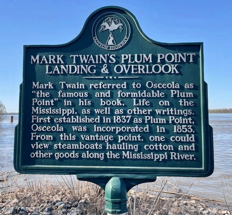 Mark Twain's Plum Point Landing & Overlook Marker image. Click for full size.