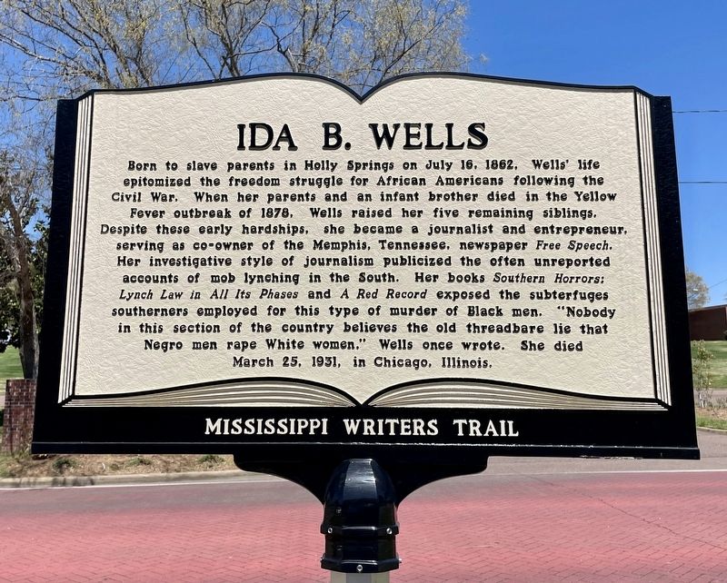 Ida B. Wells Marker. Click for full size. Ida B. Wells Marker image. Click for full size.