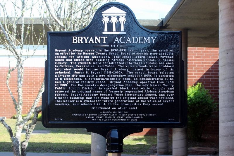 Bryant Academy Marker Side 1 image. Click for full size.