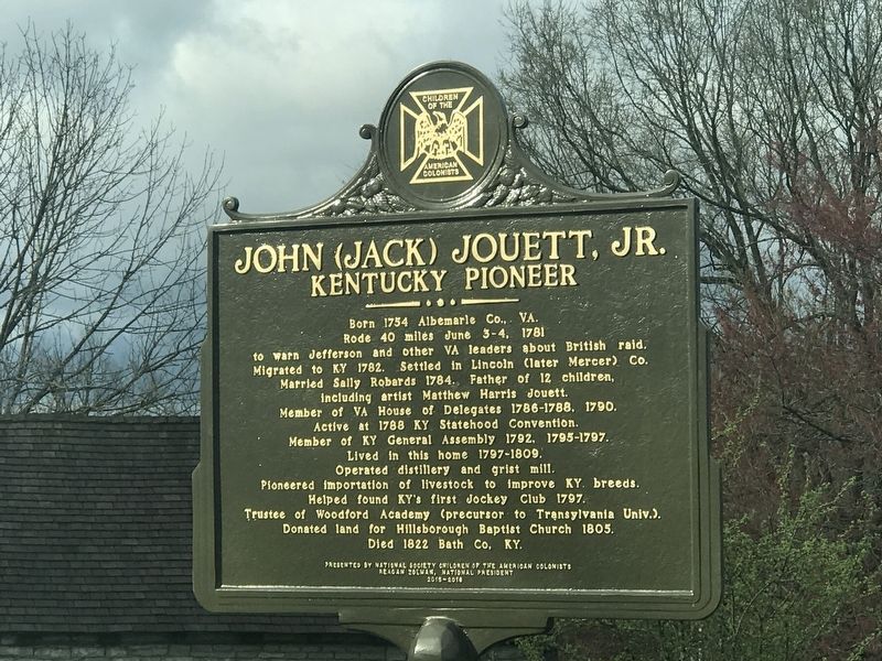 John (Jack) Jouett, Jr. Marker. Click for full size. John (Jack) Jouett, Jr. Marker image. Click for full size.