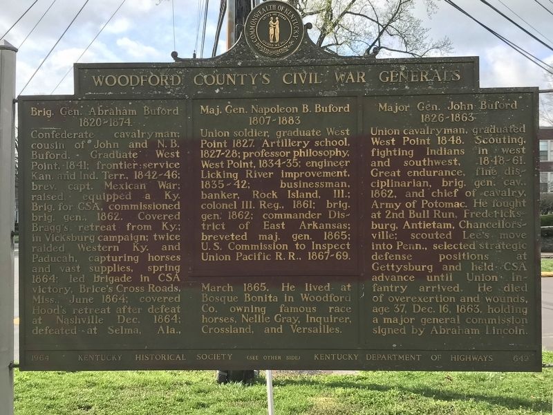 Woodford County's Civil War Generals Marker (Side A) image. Click for full size.