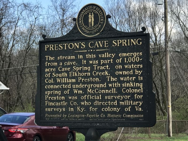 Preston's Cave Spring Marker image. Click for full size.