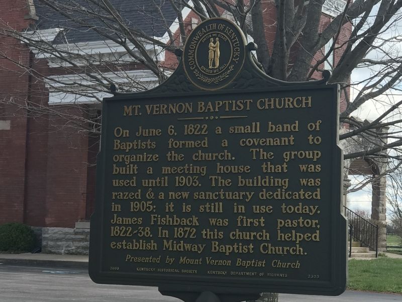 Mt. Vernon Baptist Church Marker image. Click for full size.
