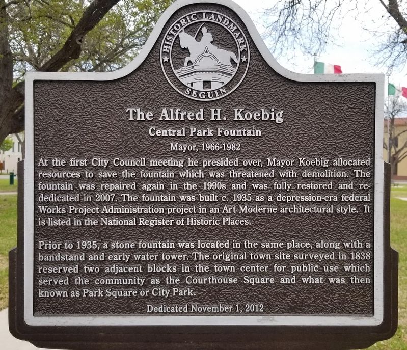 The Alfred H. Koebig Central Park Fountain Marker image. Click for full size.