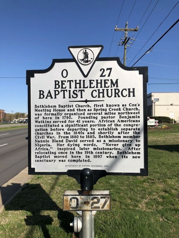 Bethlehem Baptist Church Marker. Click for full size. Bethlehem Baptist Church Marker image. Click for full size.