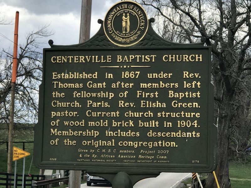 Centerville Baptist Church Marker image. Click for full size.
