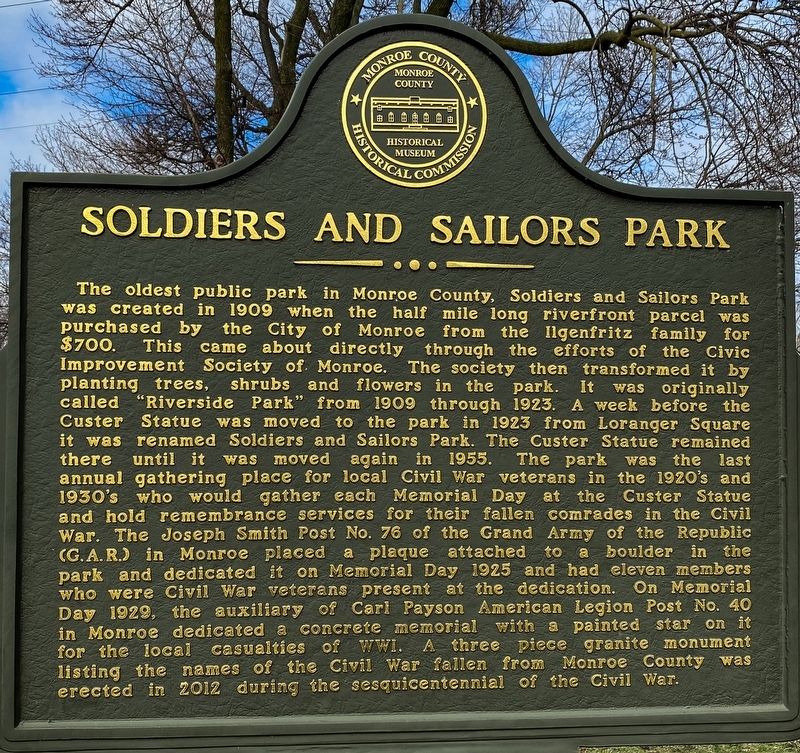 Soldiers and Sailors Park Marker Side image. Click for full size.