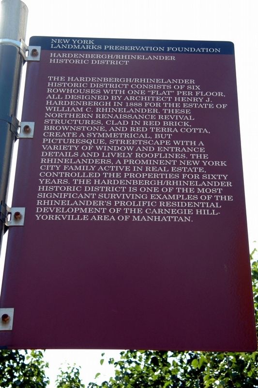 Hardenbergh/Rhinelander Historic District Marker. Click for full size. Hardenbergh/Rhinelander Historic District Marker image. Click for full size.