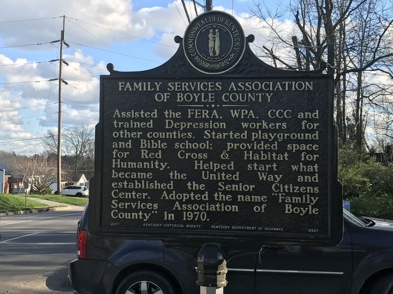 Family Services Association of Boyle County Marker (Side B). Click for full size. Family Services Association of Boyle County Marker (Side B) image. Click for full size.