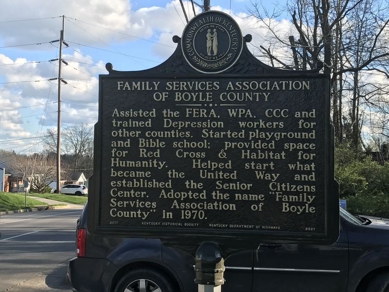 Family Services Association of Boyle County Marker (Side B) image. Click for full size.